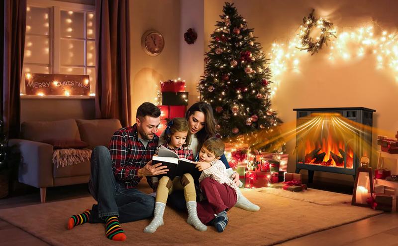 R.W.FLAME Electric Fireplace Heater 12 Flame Colors/ 4 Flame colors, 25"/ 17''Freestanding Infrared Stove, 5100BTU, 3D Realistic Flame Effects, Adjustable Brightness and Heating Mode, Overheating Safe Design, Remote, Timer, ETL Certified energy efficient