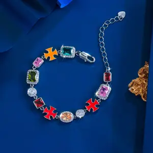Colorful Cubic Zirconia Cross Tennis Bracelet, Light Luxury Party, Wedding Perfect for everyday wear and a wonderful gift choice—women’s jewelry