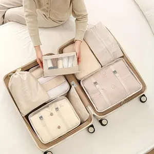 Travel Storage Bag Set (7 Pieces), Large Capacity Organizer, Lightweight and Easy to Carry, Suitable for Clothing, Underwear, Shoes, Travel, Moving, and Everyday Use—An Essential Bedding Item