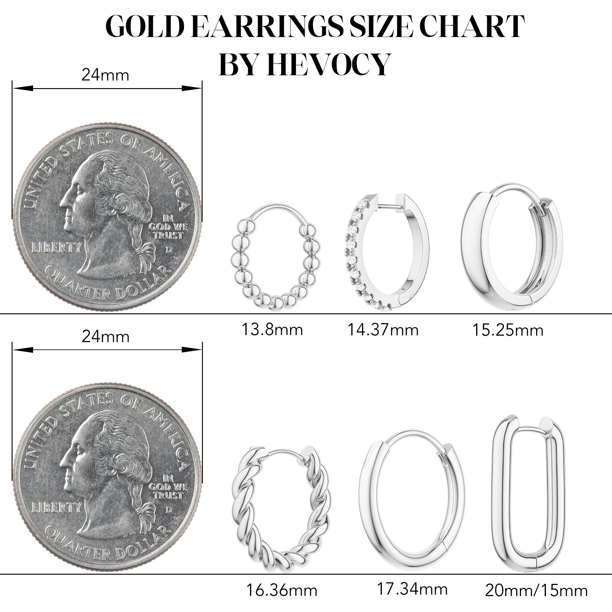 TEWIKY 925 Silver-Plated Six Pairs of Earrings with Beaded Twisted Hoops Cubic Zirconia Hoops Smooth Hoops Thin Smooth Hoops Oval Smooth Hoops Smooth Twisted Hoops Valentine's Day Gift, Suitable for Various Occasions