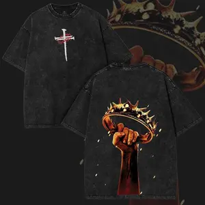 valentine shirts Crown of Faith Washed T-Shirt: Gospel Streetwear, Heavy Cotton Tee