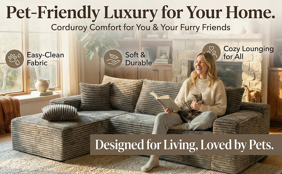 Full-Sponge Vacuum-Compressed Sofa, Bone-Free Design for Living Room/Bedroom, No Assembly Required, Modular Velvet Cloud Velvet Sofa that Converts into a Double Sofa Bed