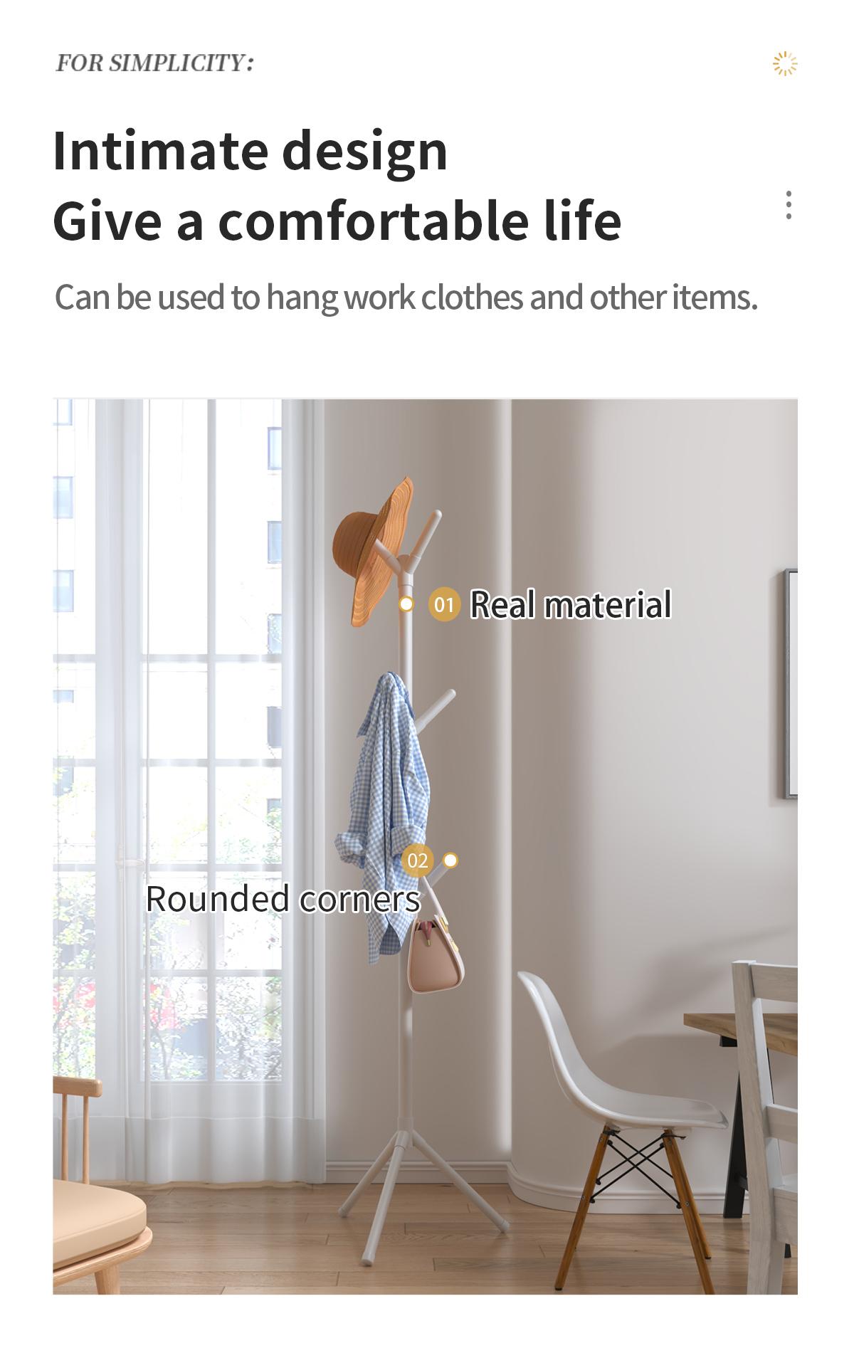 Floor Coat Rack Multi-Layer Clothes Hanger with Storage Hook for Bedroom Living Room Office Home Storage Rack Compact Design Practical for Small Spaces