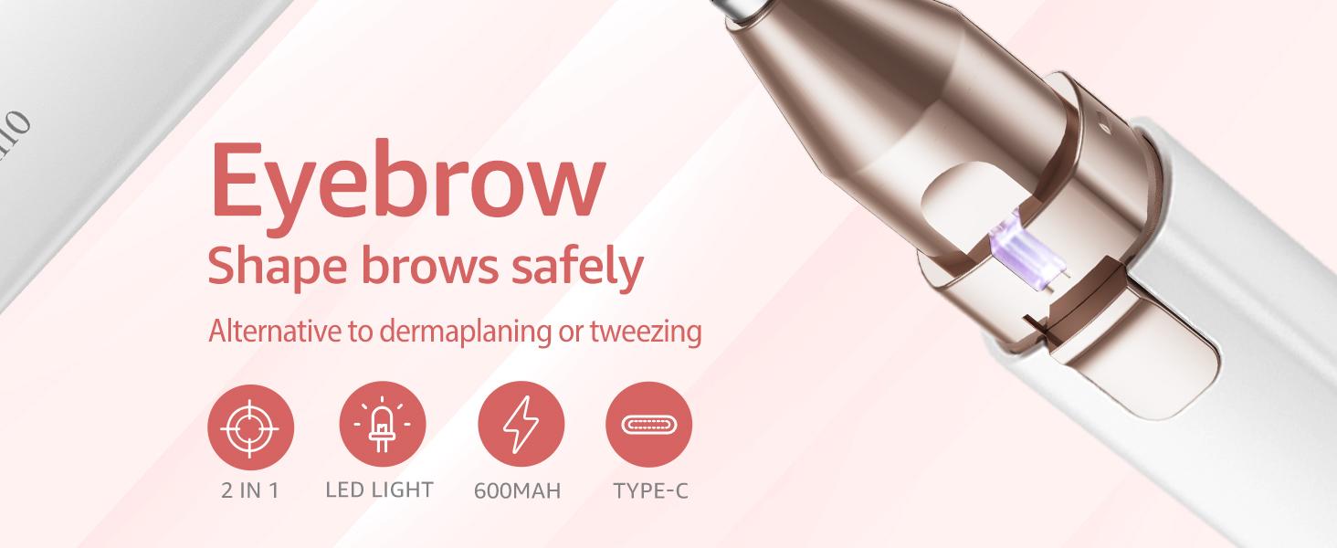 KAPHIO Facial Hair Removal for Women: Electric Eyebrow Trimmer & Hair Removal Device - 2 in 1 Rechargeable Face Shaver Painless Eyebrow Shaper for Upper Lip Chin Peach Fuzz brow KAPHIO Facial Hair Removal for Women: Electric Eyebrow Trimmer & Hair Removal Device - 2 in 1 Rechargeable Face Shaver Painless Eyebrow Shaper for Upper Lip Chin Peach Fuzz brow