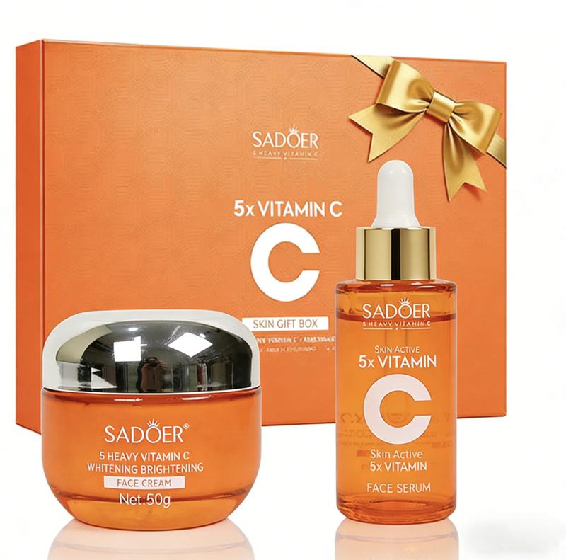 2026 Upgrade 5X Vitamin C Facial Care Set 6-Piece Pack with Cleanser Toner Face Serum Cream & Eye Cream Gentle Skin Cleaning Care Travel Size Kit  for Moisturizing, Brightening, Anti-wrinkle, Radiant Glow - Daily Skincare, Best Gift Daily