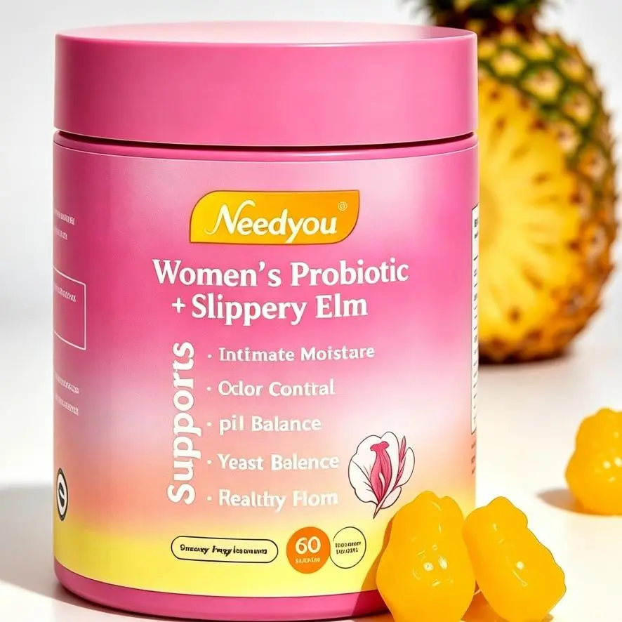 Her Juicy Feminine Probiotics Gummies – Dual Vaginal & Bladder Wellness Blend Infused Slippery Elm Extract, Prebiotics & Lactobacillus Mix Maintaining Healthy pH & Reducing Dry Irritation, Hawaiian Pineapple Gummies 60 Counts