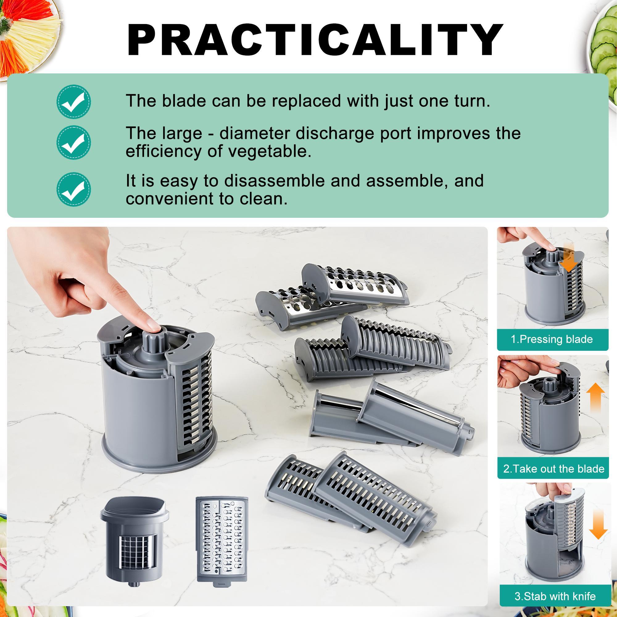 ZQOZQO Electric Rotary Cheese Grater – 6-Blade Model with Dicing Functionor 8-Blade Model for Versatile Slicing, Kitchen Tool for Quick Food Prep