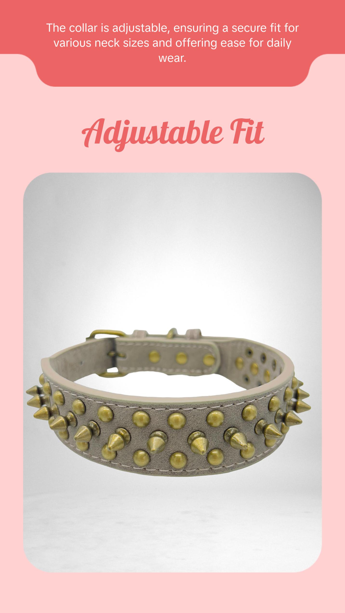 JACK Rivets Handmade PU Leather Dog Collar