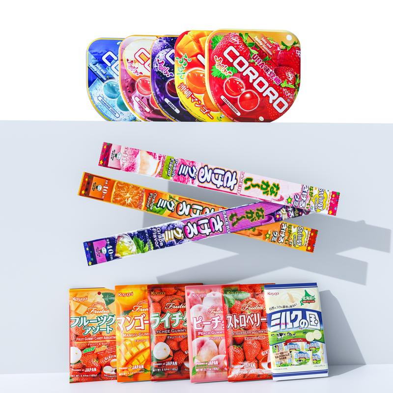 Bite Me Asian Snack Box - 15 Items Including 4 Candies 4 Cookies 3 Chips  1 Beverages 3 Bakery goods Perfect for Family Gatherings - Brownies