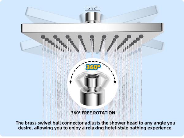 Hibbent Metal Filtered Shower Head, 6'' High Pressure RainShower Head, 20 Stage Shower Filter for Hard Water Softener, Bathroom Rainfall Shower Head to Remove Chlorine and Heavy Metals, Chrome