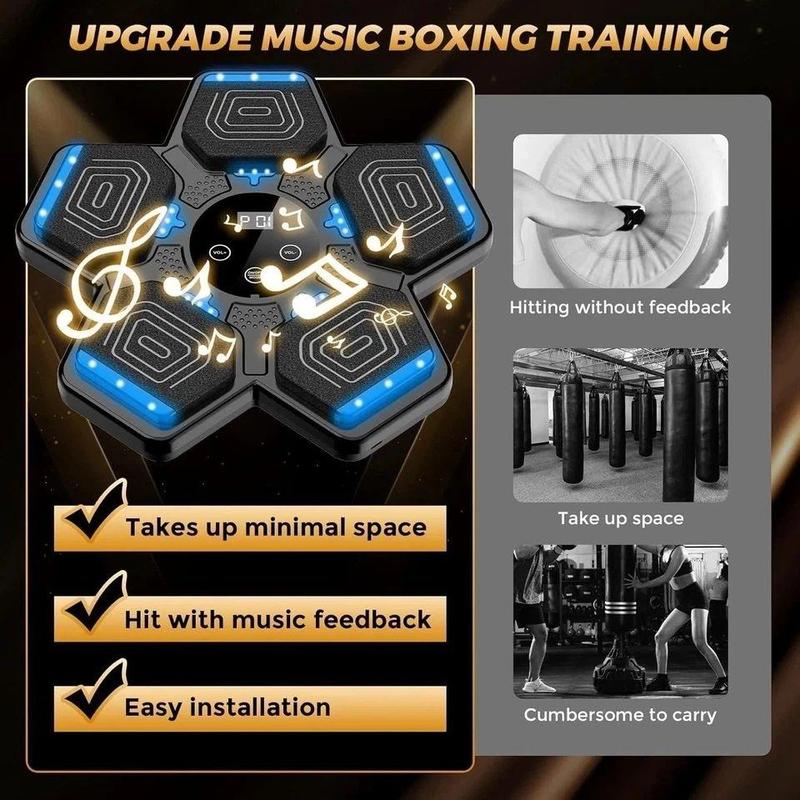Smart Bluetooth Music Boxing Pad 13.9 inch Wall-Mounted Punch Training Machine with 9 Modes LED Lights Impact-Resistant Adult Fitness Equipment