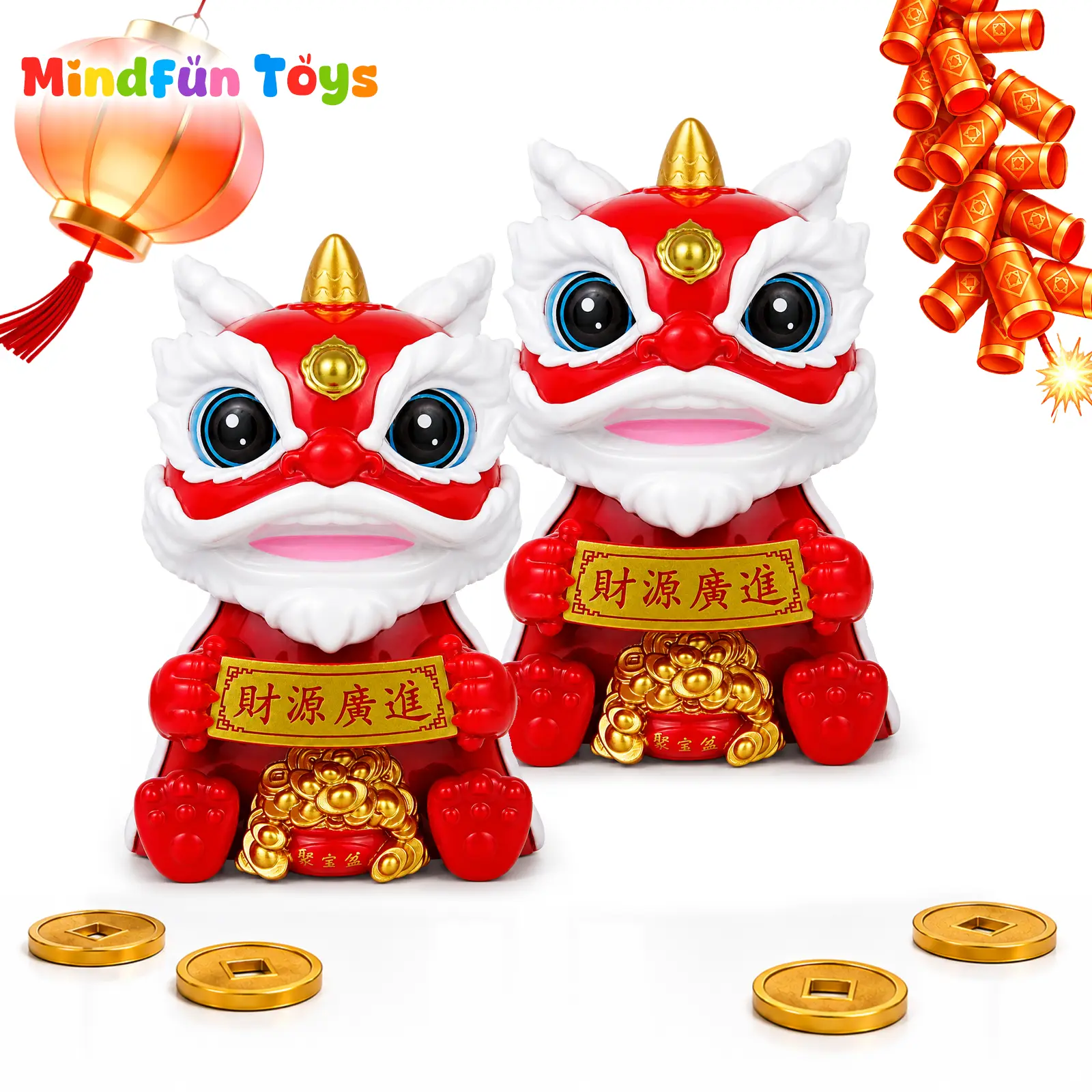Lucky Cat Waving Arm Set, Vivid and Lovely Chinese Cat Gift, Solar Fortune Cat Statue Decorations for Decorating Front Desk, Car, Business Openings, 2 IN