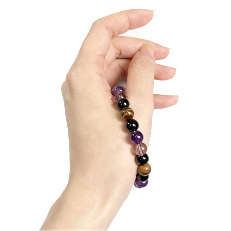 Tiger Eye & Black Obsidian Boho Style Protection Bracelet for Women Men, 8mm Crystal Beaded Bracelet, Perfect Self-Care Jewelry Gifts, Handmade Gemstone Reiki Spiritual Christmas Gift for Daily Wear