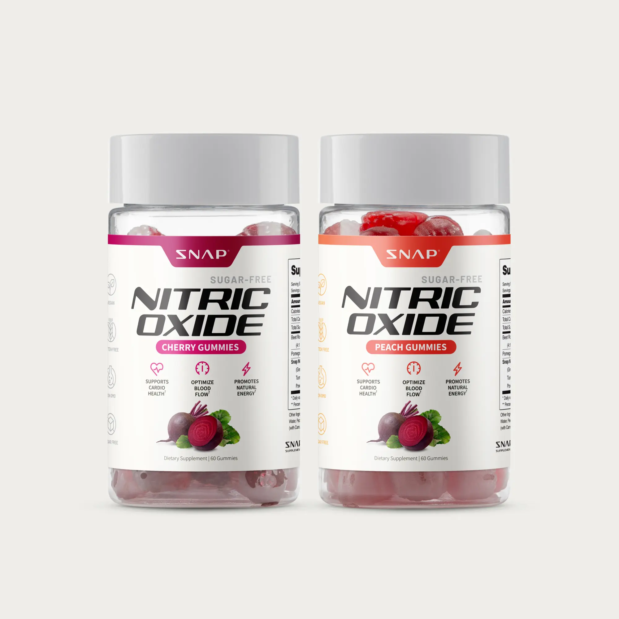 Snap Supplements - Nitric Oxide Gummies Bundle - Cherry + Peach Flavor