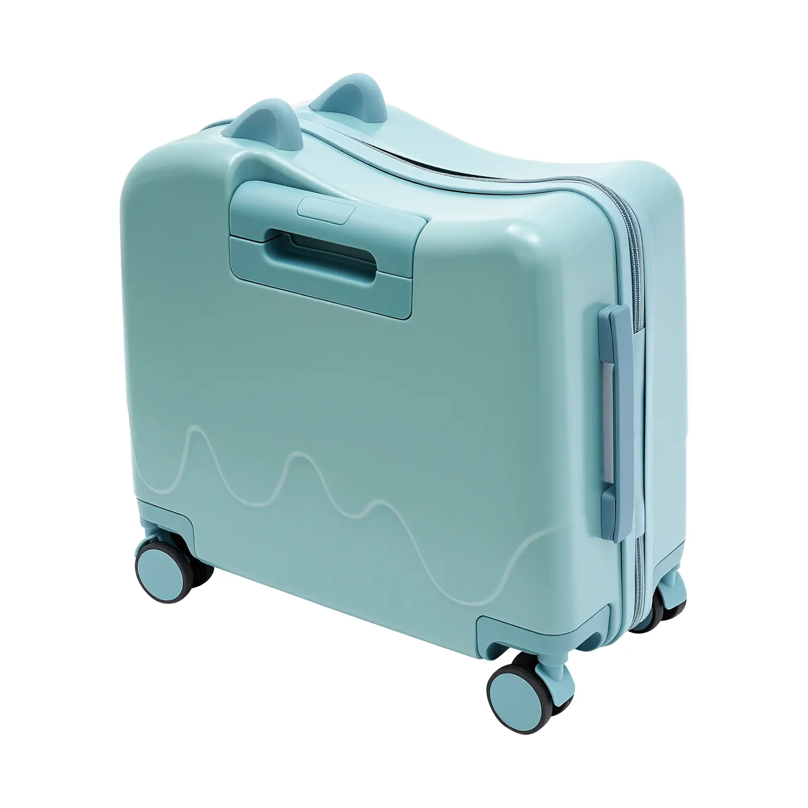 Kids' Rectangular Rubber Rideable Luggage - ABS Medium Hardness, Built-In Lock, Adjustable Pull Rod, 4 Silent Wheels, 110 lbs Load Bearing, 37L/33.6Qt, 47*25*49cm, Airplane Carry-On, School Trips, Birthday Gift for 3-6 Years Old, Zipper-Equipped, Stairs C