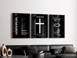 Black Christian Wall Art; Minimalist Bible Verse Prints Unframed