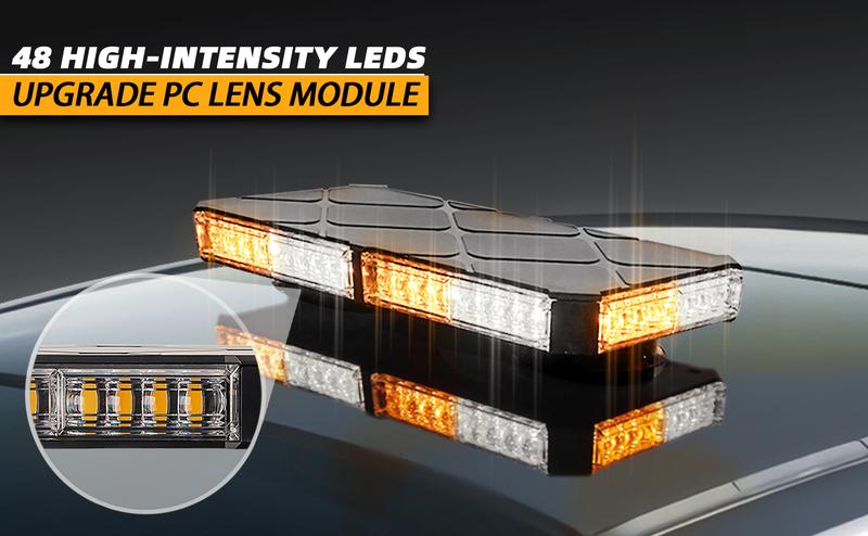 DIBMS 48 LED Roof Top Strobe Beacon Lights Bar Rooftop Hazard Warning Emergency Safety Flashing Plow Light for Construction Vehicles Tow Commercial Trucks Postal Security Cars Snowplow - Amber amber  lights  car