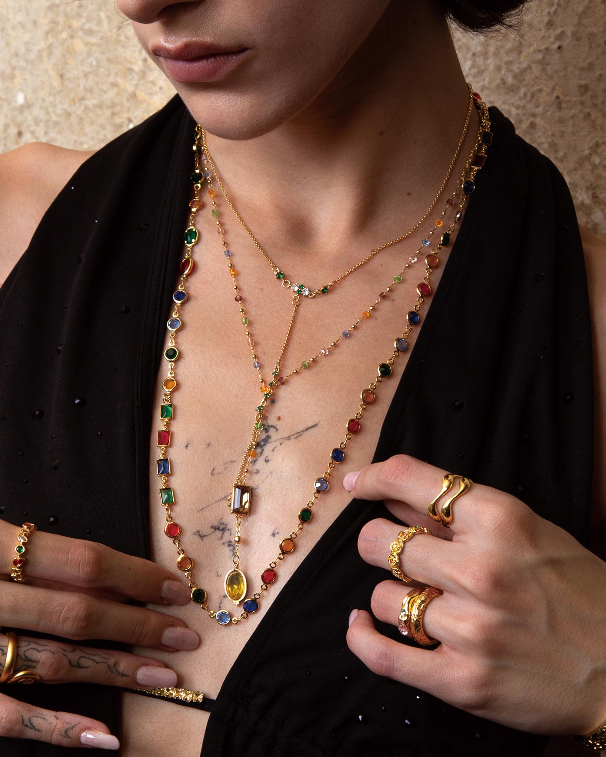 en route Celestial Lariat Necklace in Gold, Chic Colorful Stone Jewelry in Lariat Style, Versatile Jewelry for Layering, Everyday Wear or Statement Styling #SpringStatements