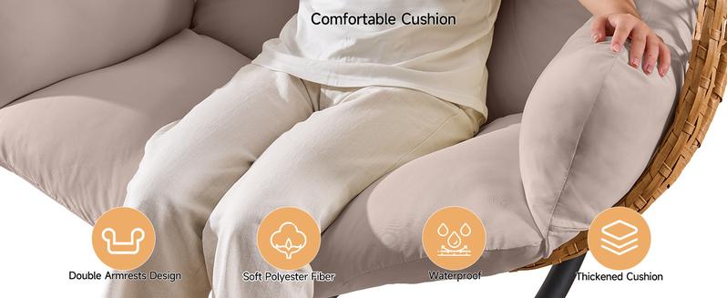 【Valentine's Day Gift】ONBRILL Double Hanging Egg Chair with Stand Bohemian Knot Style Hammock Swing Chair Foldable Basket Denser Weaves 650 Lbs Capacity Loveseat UV Resistant Cushion for Patio Backyard 【Valentine's Day Gift】ONBRILL Double Hanging Egg Chair with Stand Bohemian Knot Style Hammock Swing Chair Foldable Basket Denser Weaves 650 Lbs Capacity Loveseat UV Resistant Cushion for Patio Backyard