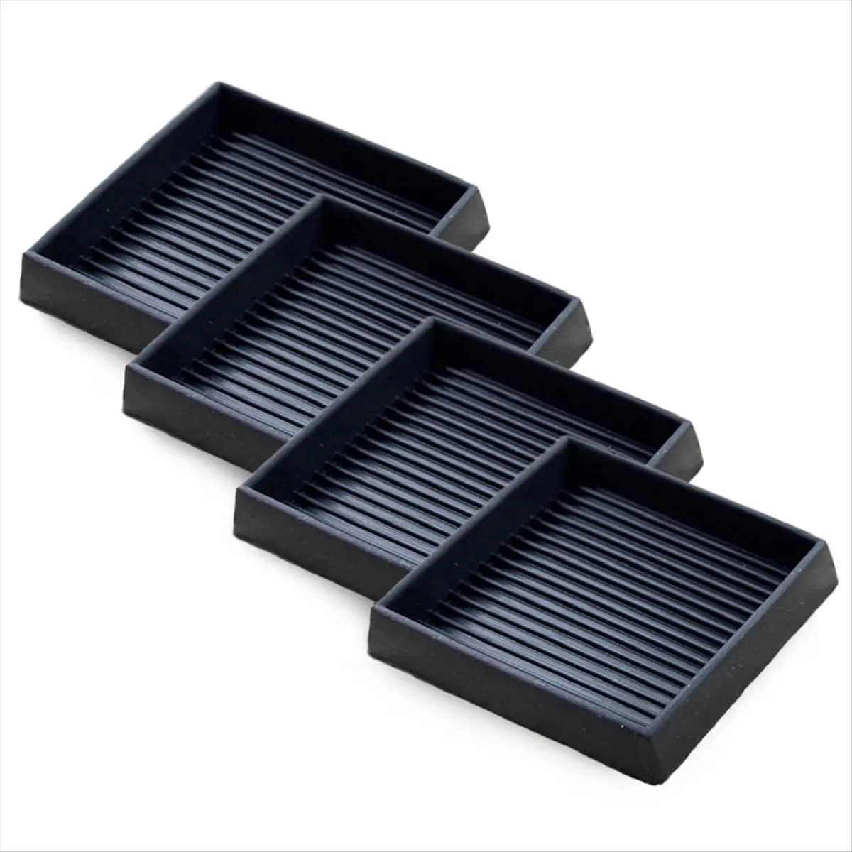 4Pcs Anti-Slip Rubber Furniture Pads - 4x4In Square Caster Cups, Heavyweight Leg Coasters for Couch, Bed, Chair, Noise Reducing Floor Protection, Noise-Dampening Stoppers, Heavy Duty, Protector