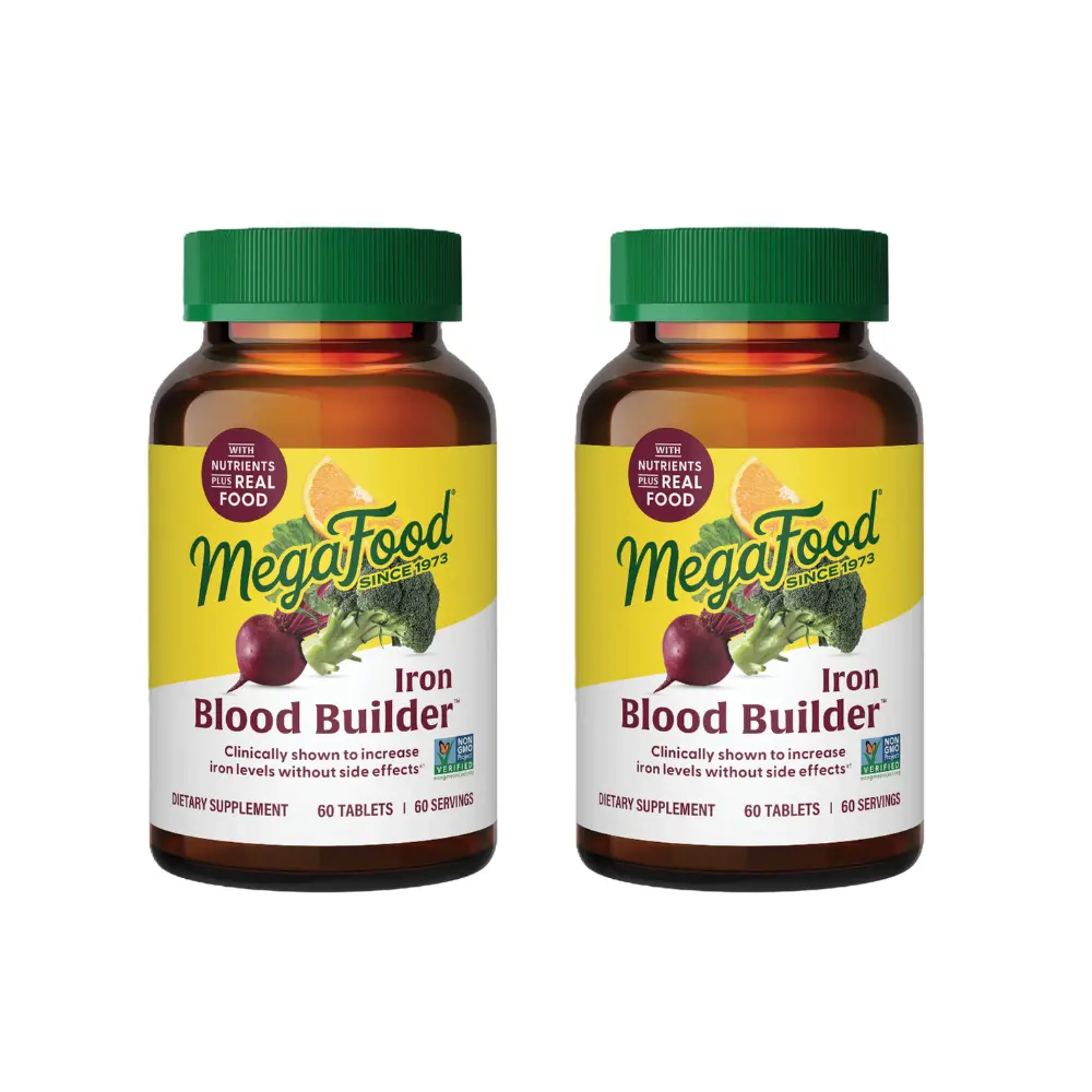 MegaFood Blood Builder Iron Supplement-Clinically Shown to Increase Iron Levels while Gentle on the Stomach. 60 Servings