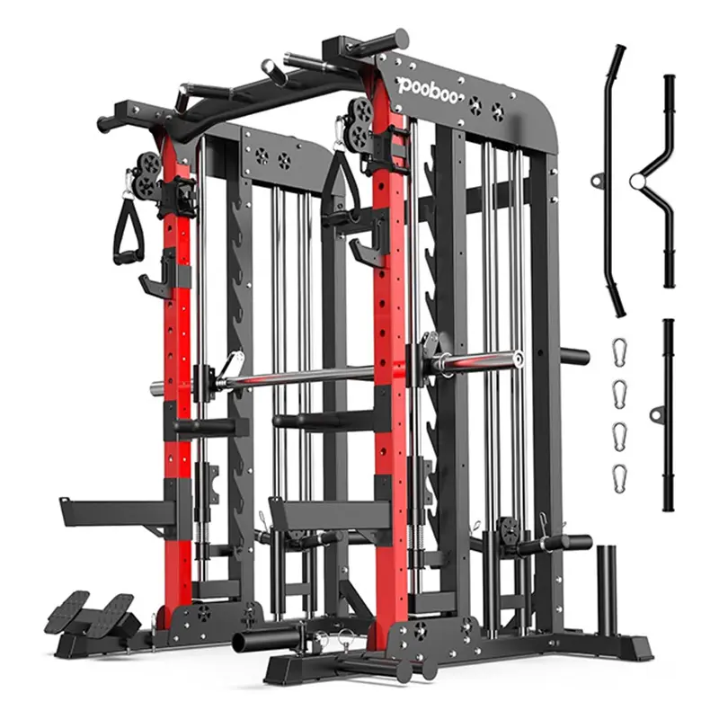 Multi-Functional Machine Power Cage, 2000LB Squat Rack, LAT-Pull Down System, Dual Pulley Cable Crossover System, Home Gym Workout Machine