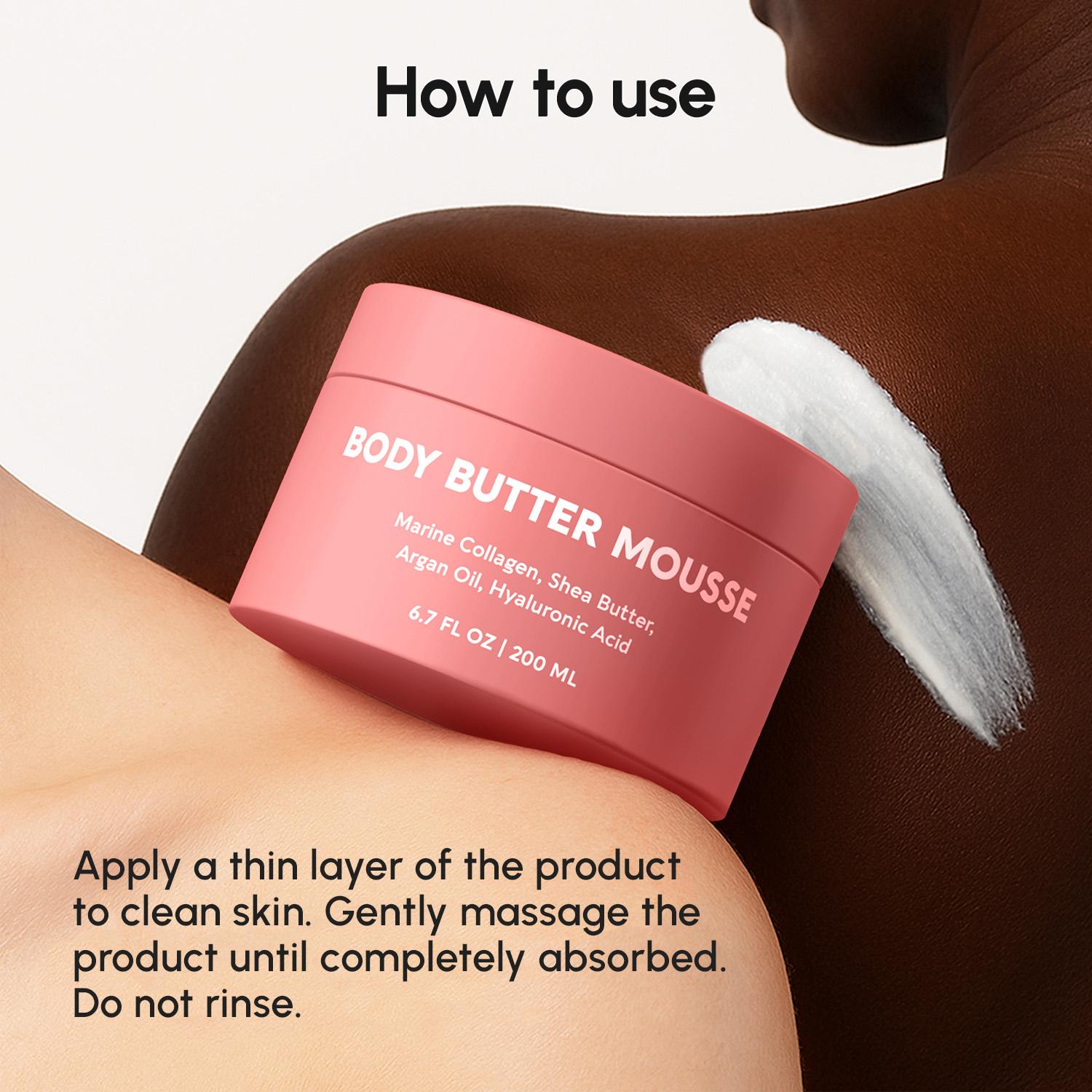 Moisturizer Body Butter Mousse MARÉE 6.7 FL OZ 200 ML with Marine Collagen Shea Butter & Argan Oil for Women & Men Hydrating & Nourishing Cream