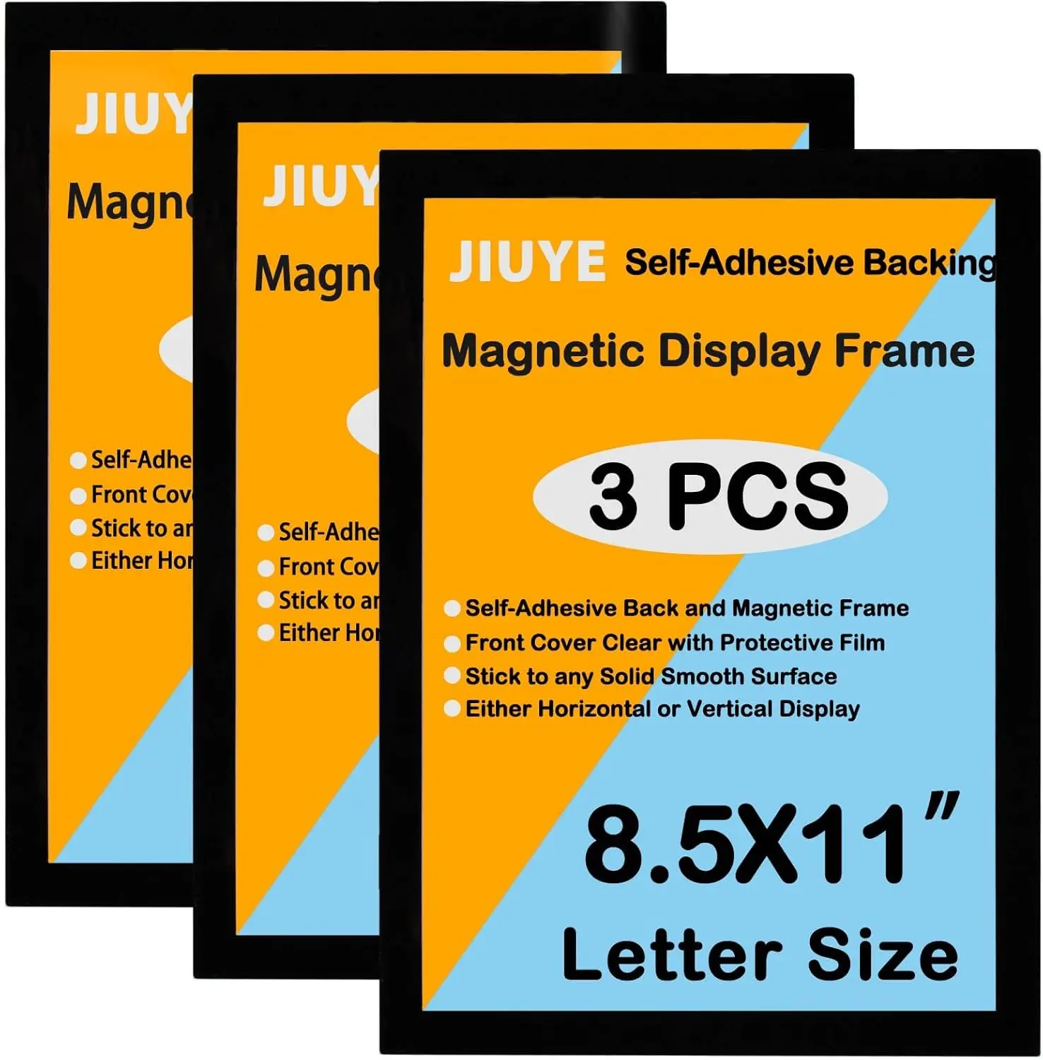 3Pcs Magnetic Paper Sign Holder 8.5 x 11,Magnetic Closure Display Frame | Self-Adhesive Document Holder,Clear Surface for Dry Erase,Wall Mount for Home Office Store Window Door,Waterproof Dustproof