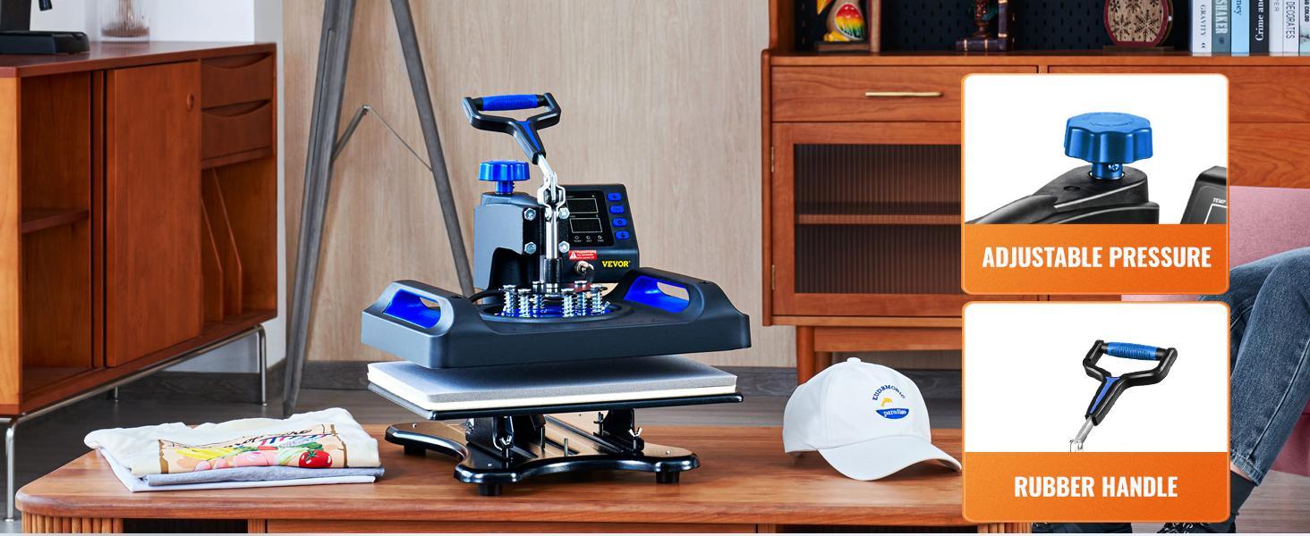 VEVOR Heat Press Machine 15 x 15 Inch 8 in 1 Heat Press 800W Sublimation Machine 360° Rotation Swing Away 8 in 1 Shirt Printing Machine Dual-Tube Heating for DIY T-Shirts Cap & Mugs