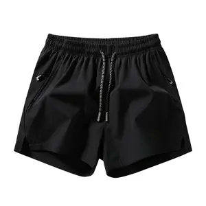 Men’s solid-color shorts with zippered pockets, casual athletic fit, regular sizing, suitable for gym workouts, running, and other sports—men’s summer bottoms