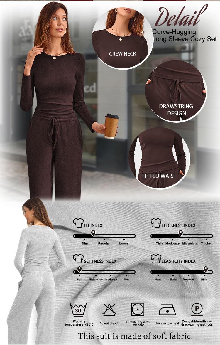 AUTOMET Women's 2-Piece Lounge Sets Asymmetrical Long Sleeve T-Shirt & Wide Leg Pants Casual Outfit Tracksuit Basic Minimalist Clothing SpringStatements