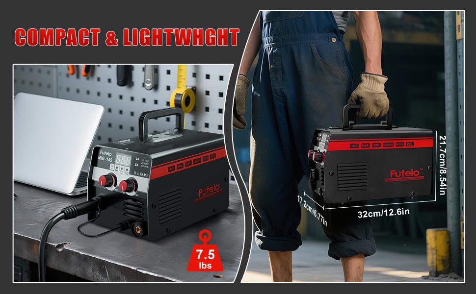 Futelo MIG-145 145A 110V Gasless Flux Core MIG Welder Machine 3-in-1 Flux MIG STICK TIG Welding Kit with 10 Accessories for Home DIY Indoor & Outdoor Repairs Stainless Steel Iron Steel Welding