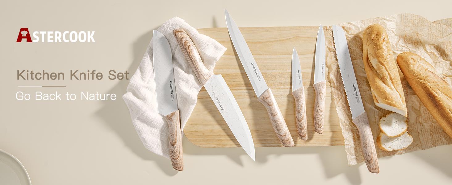 Astercook 7-piece kitchen knife set, stainless steel knife set with non-stick ceramic coating, dishwasher safe, with scissors, rust-resistant Cooking Cutting knife Astercook 7-piece kitchen knife set, stainless steel knife set with non-stick ceramic coating, dishwasher safe, with scissors, rust-resistant Cooking Cutting knife