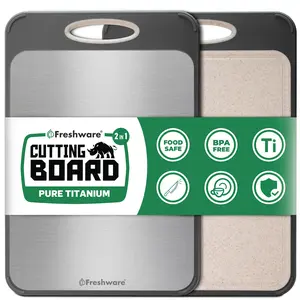 Freshware Titanium Cutting Board for Kitchen – Double-Sided, Non-Slip, Lightweight, Dishwasher Safe (Large) Wheat Straw