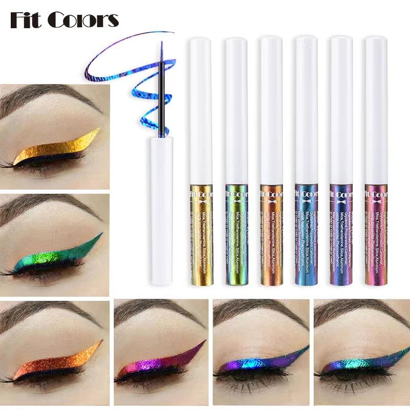 Fit Colors Chameleon Eyeliner Set 6 Color-Changing Liquid Liners Long-Lasting Waterproof Formula with Flexible Tip for Metallic Shimmer Makeup