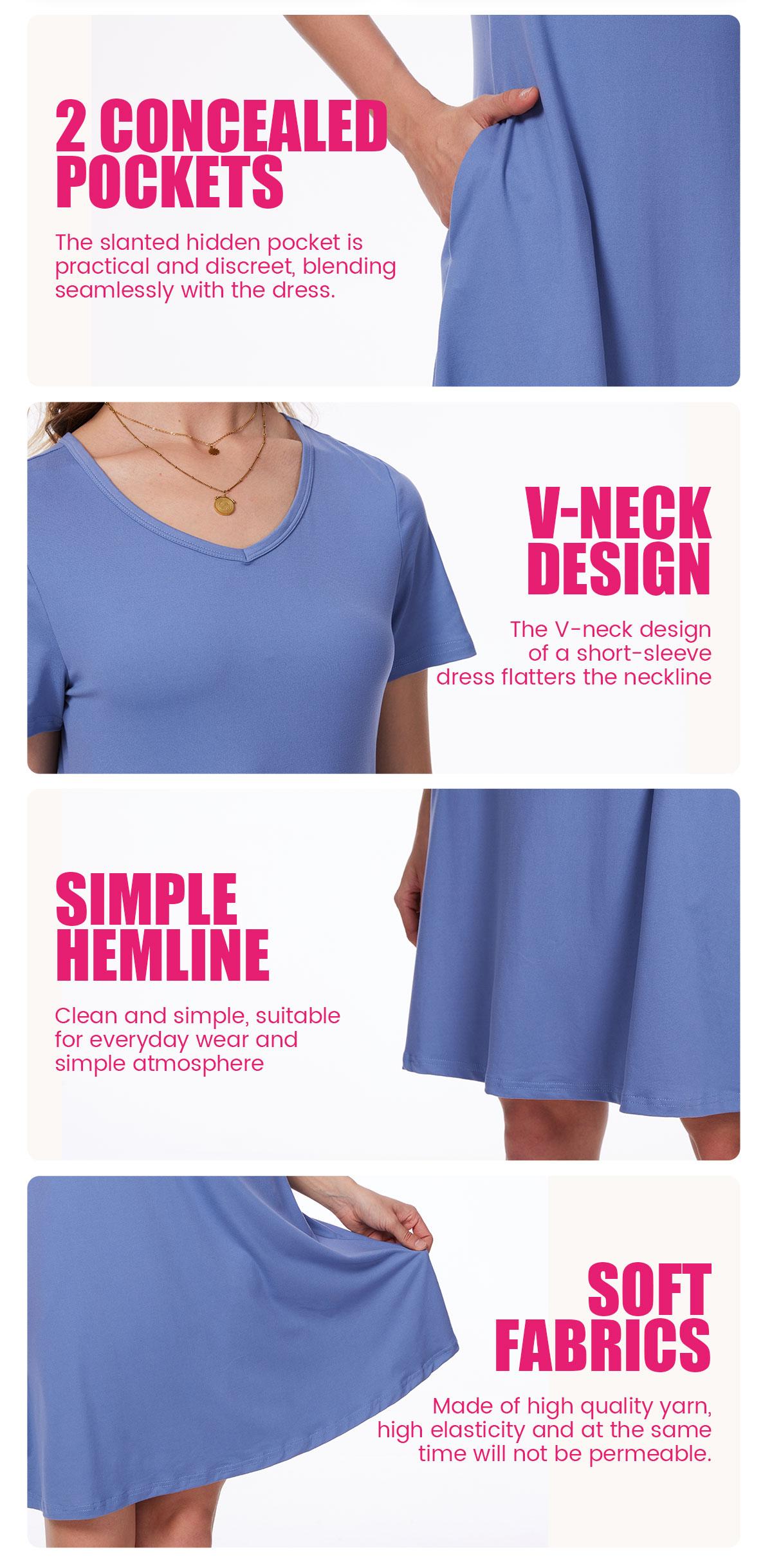 SHOWITTY 2-Pack Women's Casual T-Shirt Loungewear Dresses with Pockets Plus Size Short Sleeves Pajama Dress- Breathable Lightweight Fit for Summer Outings Everyday Wear