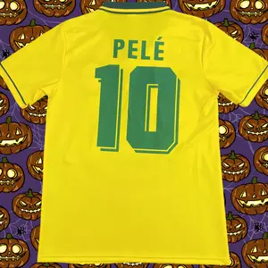 1994 Home Yellow No.10 Pele short sleeve Soccerjerseys