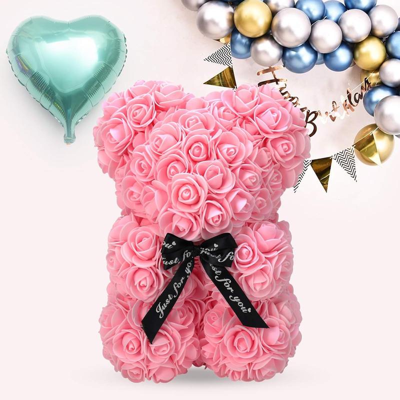 Artificial Rose Teddy Bear -Rose Flower Bear Fake Rose Flower Gifts for Wedding, Birthday，Valentine's Day， Anniversary's, Mothers/Girlfriend