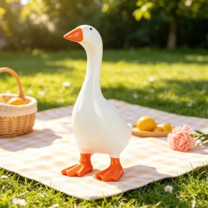 7 In Whimsical Resin Desk Goose Statue - Cute Sculpture Decoration with Magnetic Beak, Desk Trinkets Key Holder, Durable Office Stationery Porch Gifts for Women, Collectible Figurines, Decoration Figure