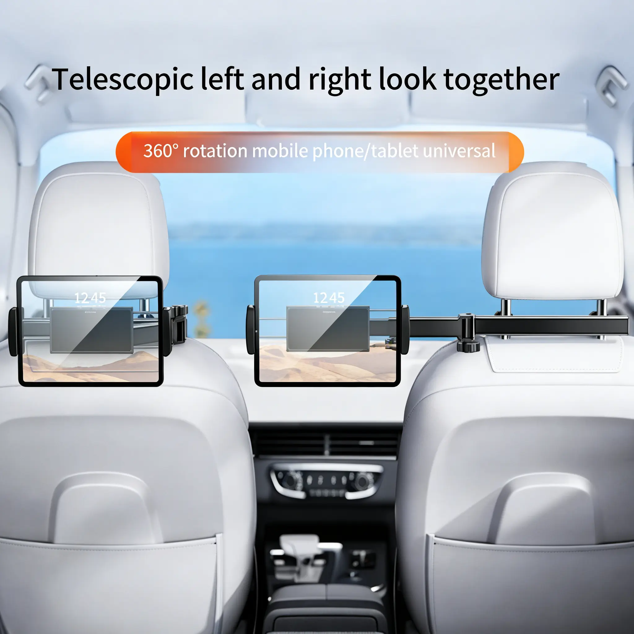 3-in-1 Adjustable Car Headrest Tablet & Phone Mount - Cars Accessories, Hands-Free Convenience, Universal Backseat Holder for 4.7-12.9" iPad/Galaxy/Fire HD, Ideal Fall Travel Accessory for Moms to Entertain Kids, Car Phone Holders, Car Accessories