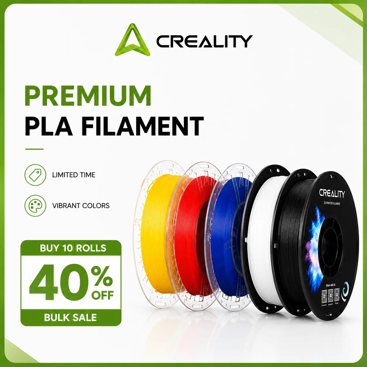 Creality 1.75mm 3D Printer Filament 1KG, Spoolless Corn-Based Options with Desiccant - PLA, PETG, Silk, TPU, ABS, PC, Carbon, Metallic, Glow in the Dark, Starry Colors for FDM Printers, 3D Pens & DIY Kits, 100% Biodegradable, Eco-Friendly