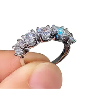 925 Sterling Silver Shiny Full Diamond Ring Cubic Zirconia Cocktail Rings CZ Diamond Ring Eternity Engagement Wedding Band Ring for Women .CTD.8