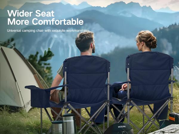 PHIVILLA Oversized Camping Folding Chair with Cooler Bag Support, 450 LBS Steel Frame, Collapsible, Portable for Lawn Outdoor Use