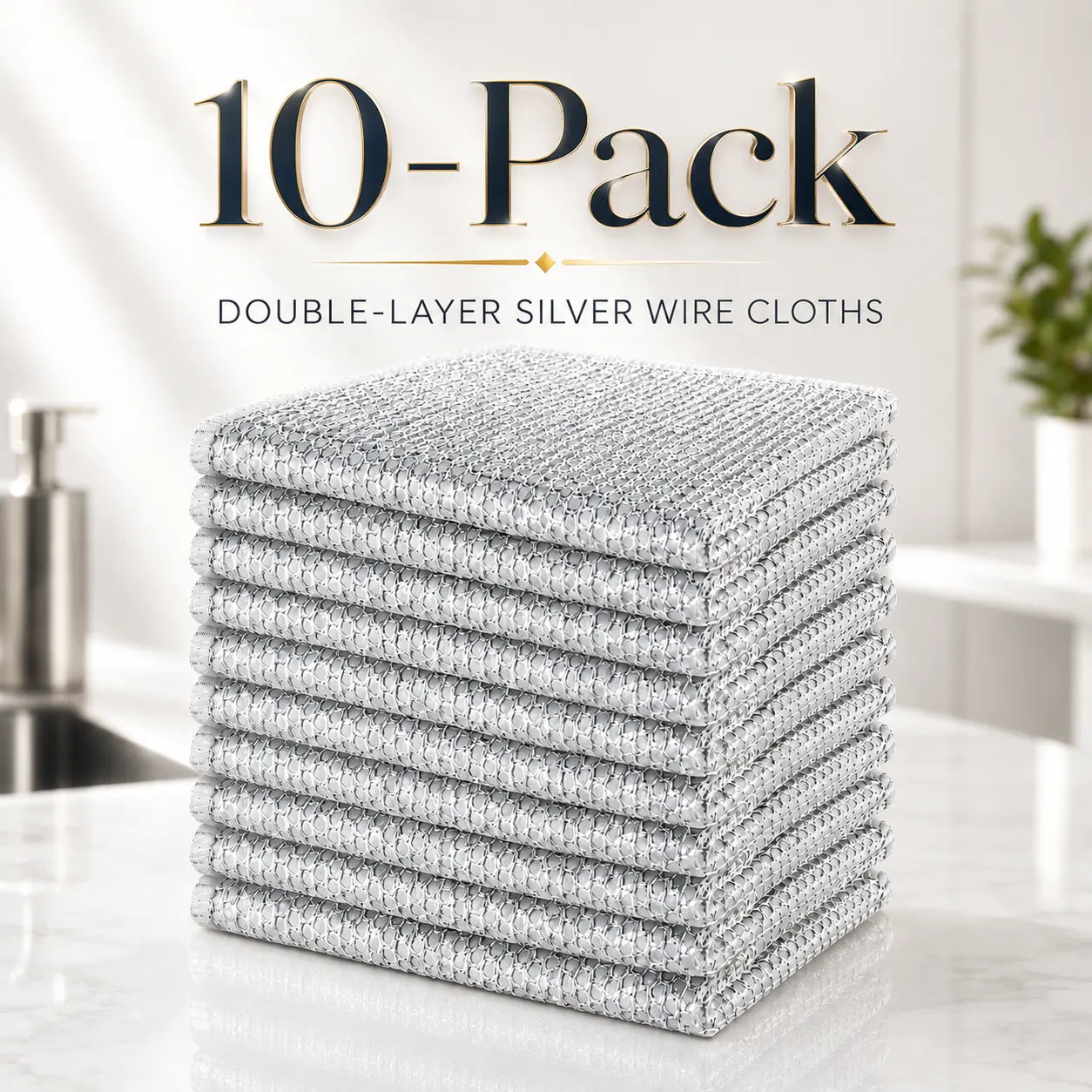 10 Pcs New Upgrade Steel Wire Dishcloth,Double-Layer Steel Wire Cleaning Cloth,Powerful Cleaning Non-Scratch Wire Dishcloth Rag for Cookware, Sinks, Dishes, Stove Tops summervibes