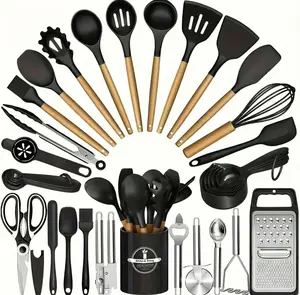 37-Piece Silicone Kitchen Cooking Tool Set — Heat-Resistant Food-Grade Baking Tools, Spatulas & Ladle Set, and Small Gadgets