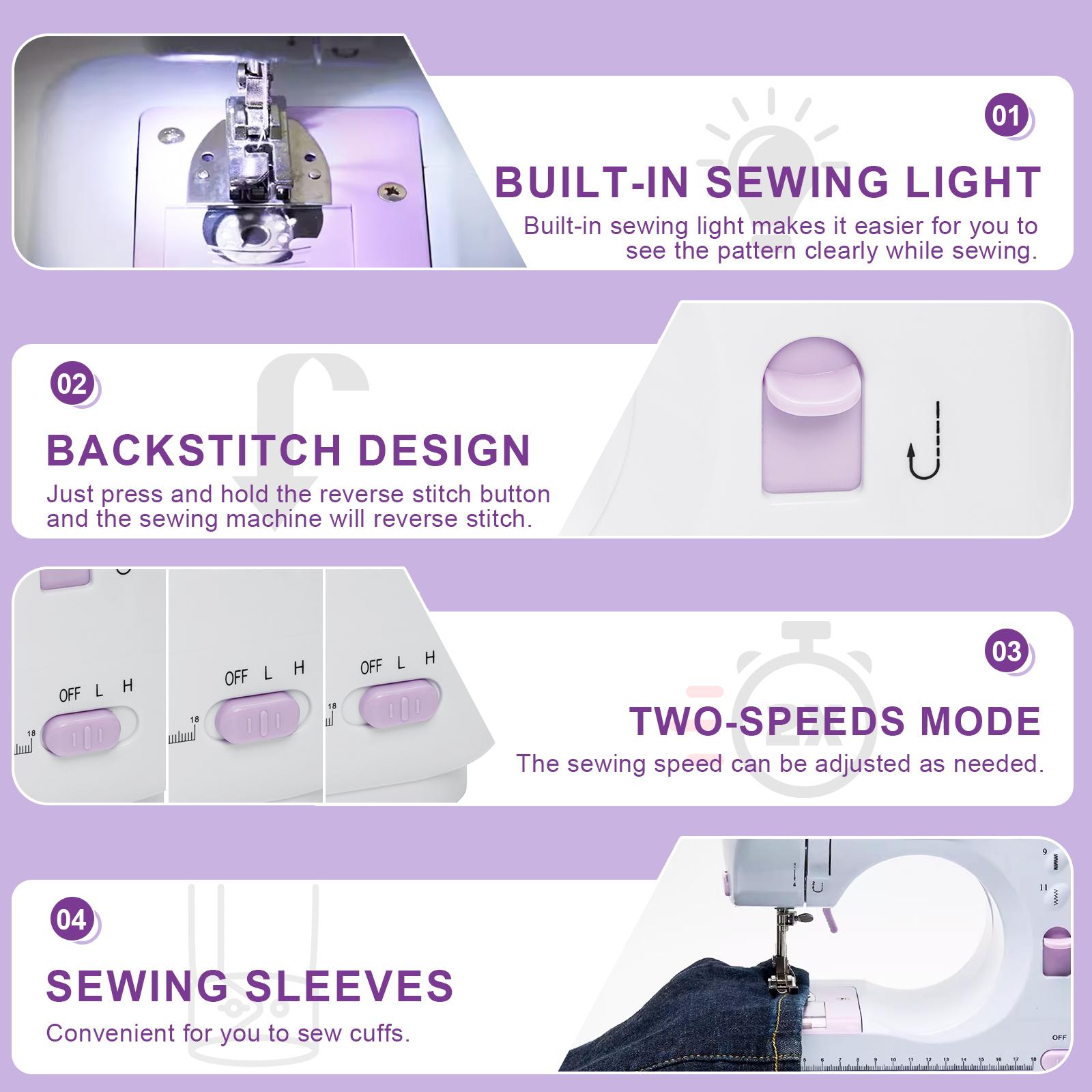 Portable Sewing Machine,40 Piece Handheld Electric Sewing Machines Kit,12 Stitch Patterns Mini Sewing Machine for Beginners Kids,Household Multifunctional Crafting Mending Machine