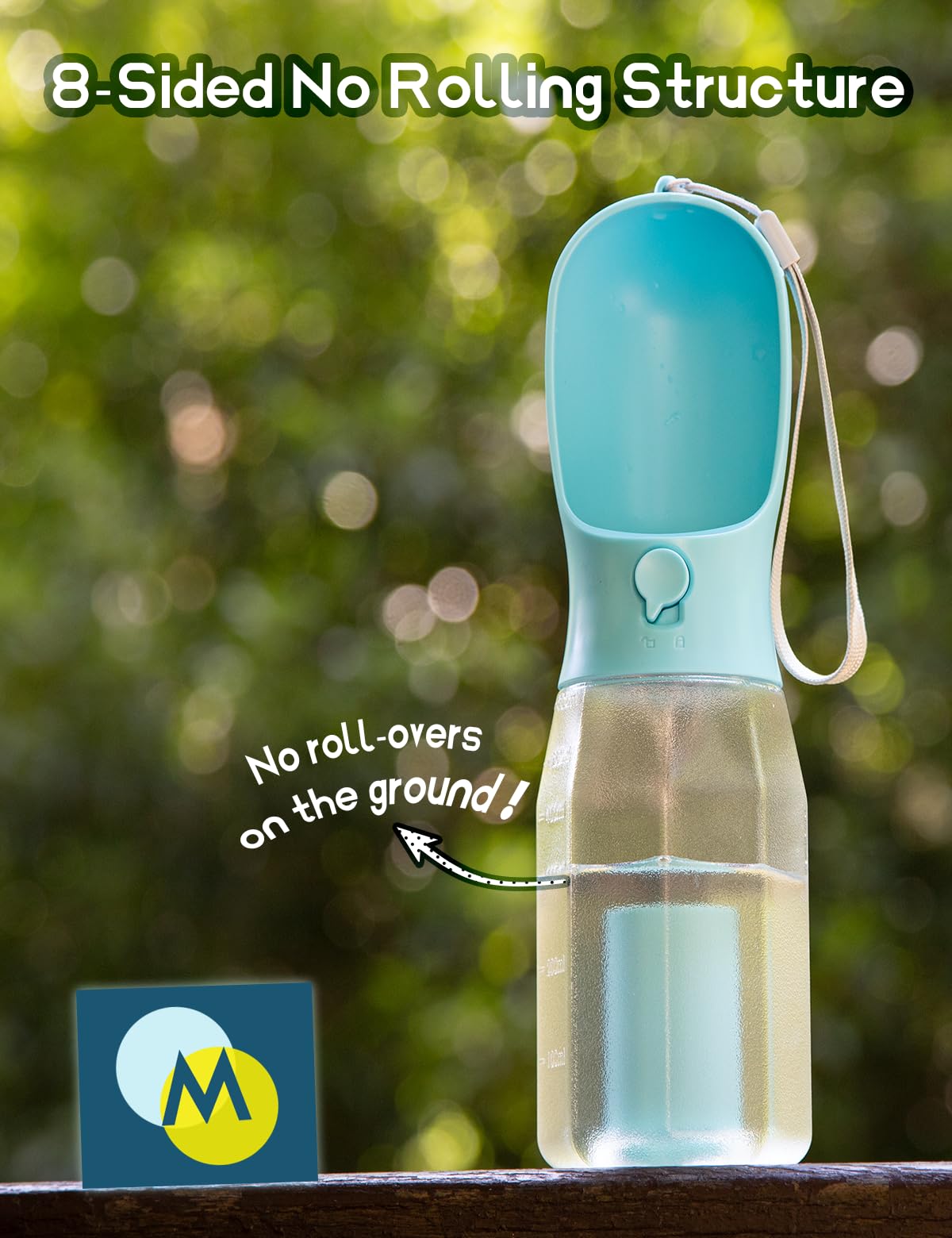 UFORU Portable Water Bottle for Dogs, 3 in 1 Pet Travel Bowl Dispenser with Food Treat Container & Poop Bag Holder, Summer Outdoor Walking Hiking Accessories for Large Dog On The Go - Blue, 20oz