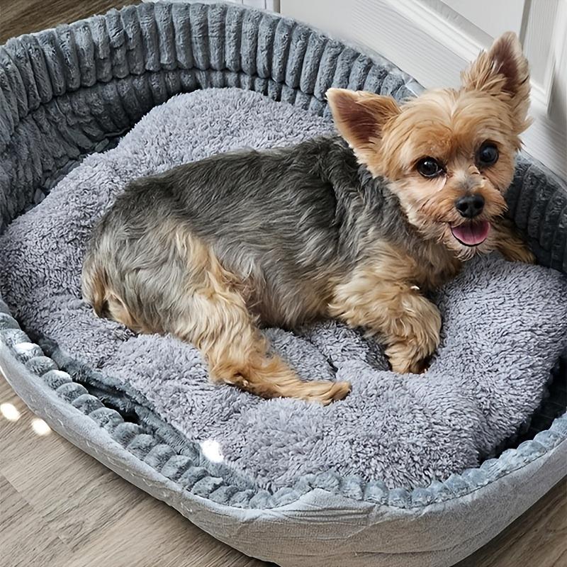 Pet Heaven Luxury Plush Thickened Pet Sofa Bed All Season Warm & Cool Dog Cat Bed for Medium Large Breeds Fully Washable Removable Mat 3D Raised Edge Pet Couch sleeping bag dog accessories Adjustable Temperature Heating Pad towers