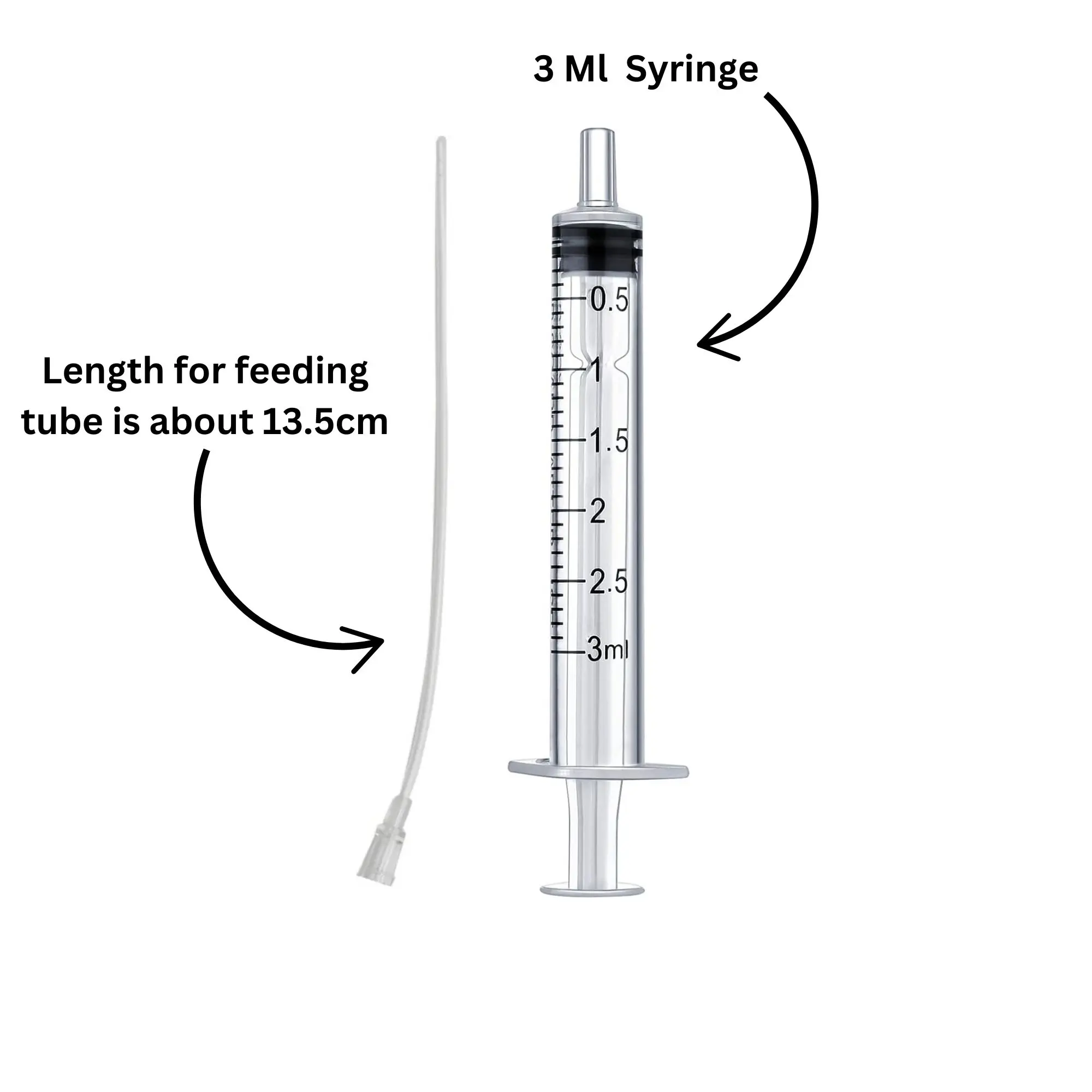 3ML Feeding Syringe Comes With Silicone Soft Feeding Tube For ALL Baby Birds