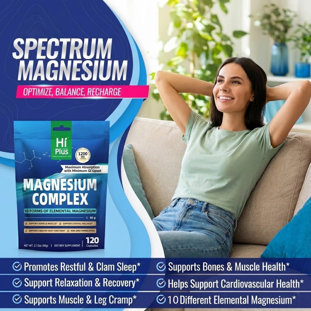 Magnesium Complex 10 Essential Magnesium Supplement 1200mg 120 Capsules